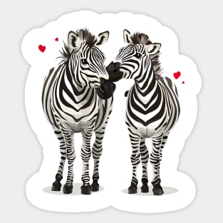 Valentine Cartoon Zebra Couple Sticker